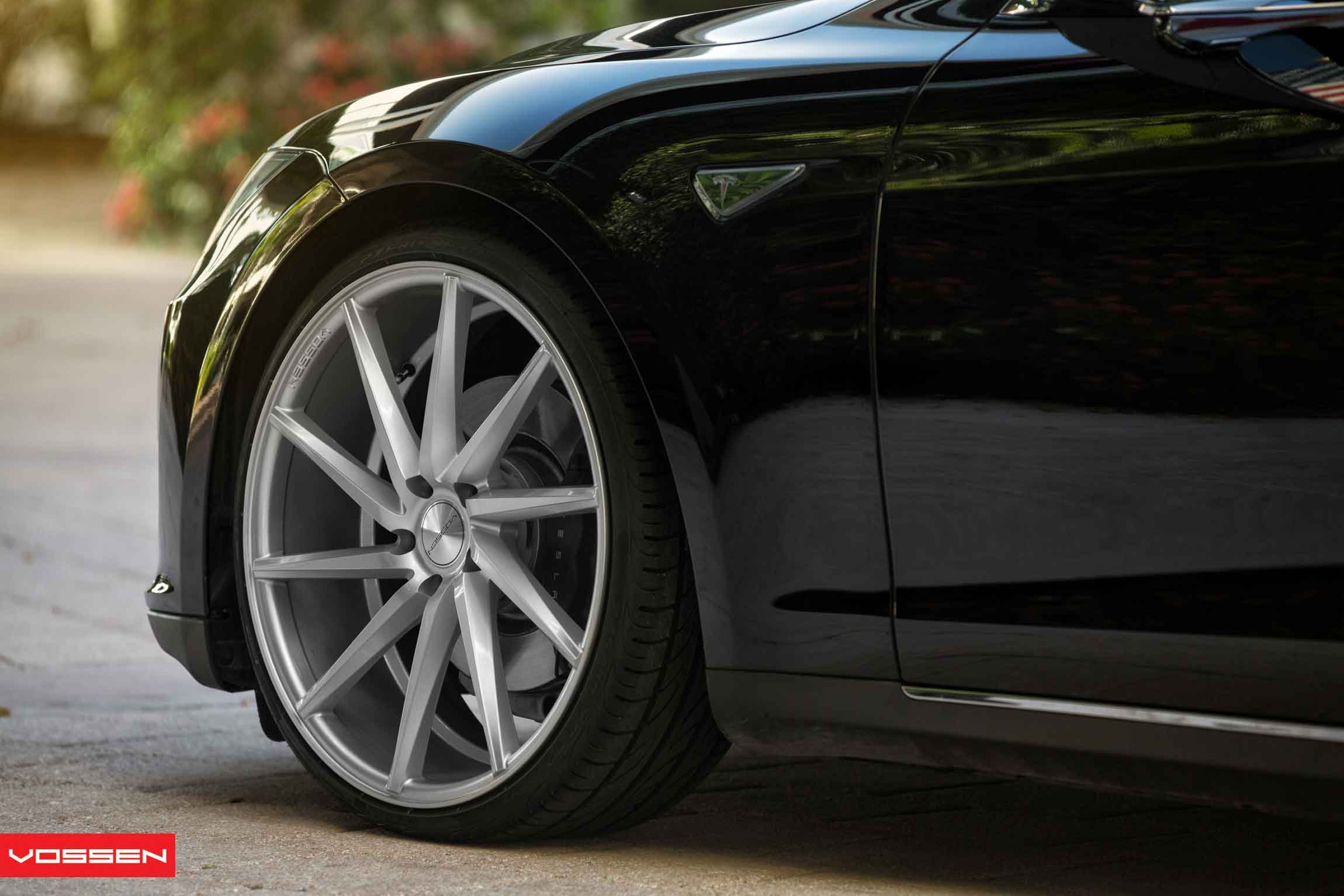 Black Tesla Model S with CVT Chrome Vossen Wheels - Photo by Vossen