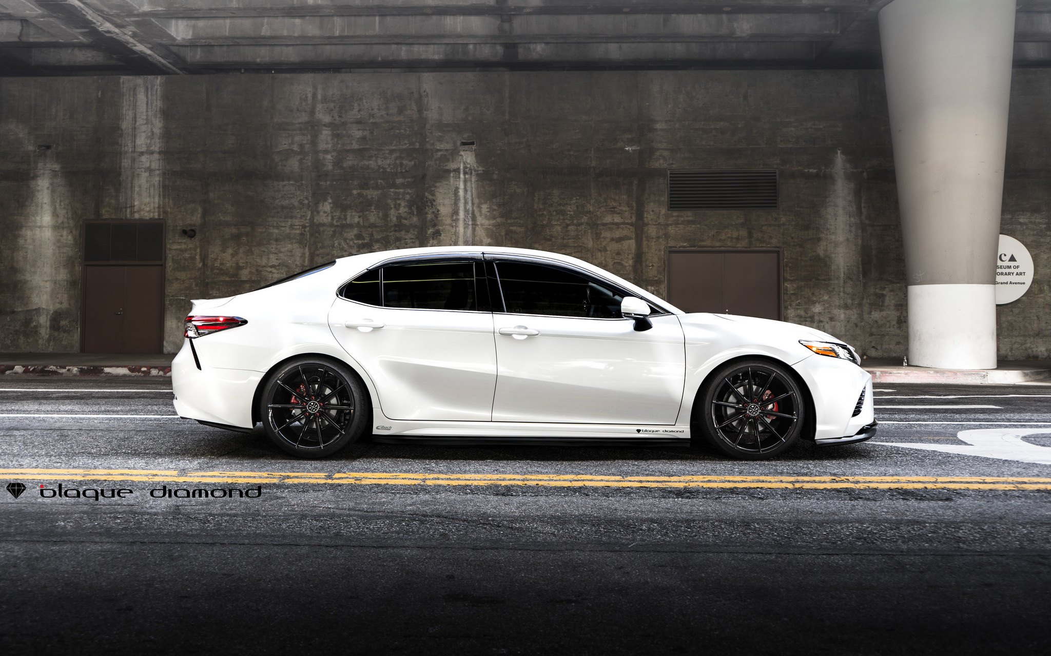 White Toyota Camry Customized with a Touch of Style and on Blaque Diamond Wheels — CARiD.com Gallery