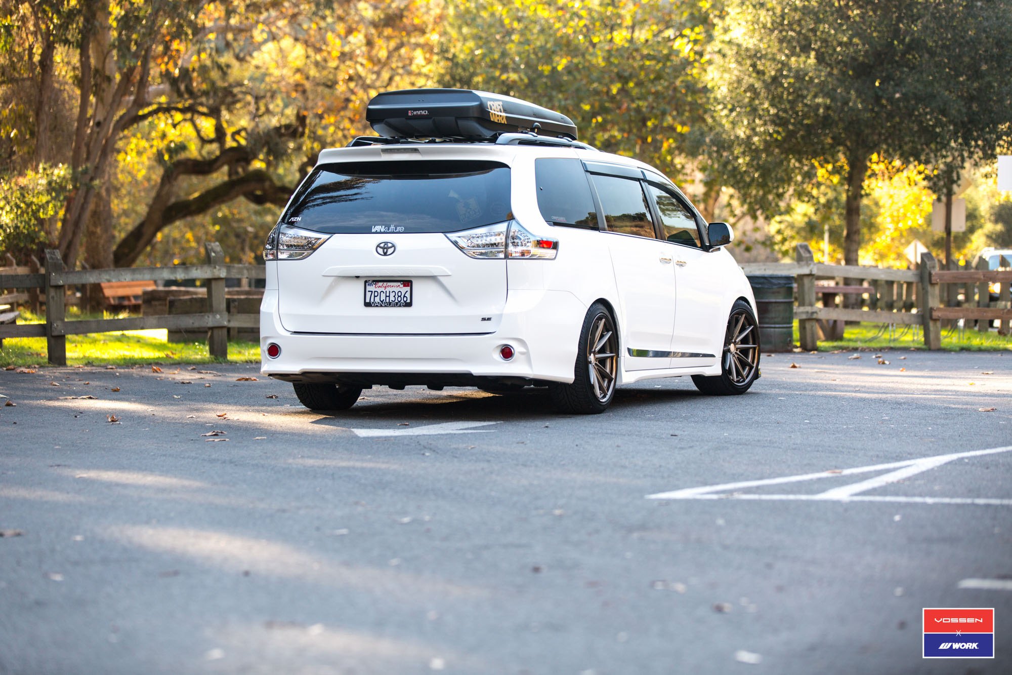 Aftermarket LED Taillights on White Toyota Sienna - Photo by Vossen