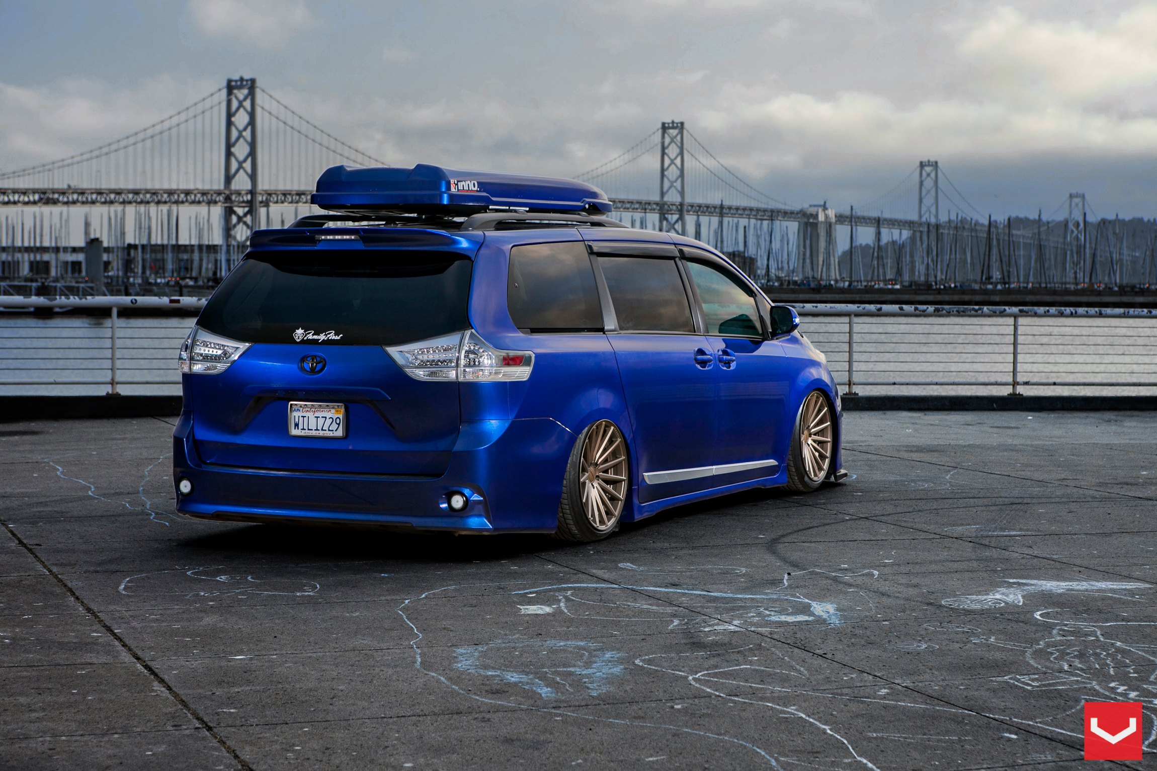 Blue Toyota Sienna with Roof Rack - Photo by Vossen