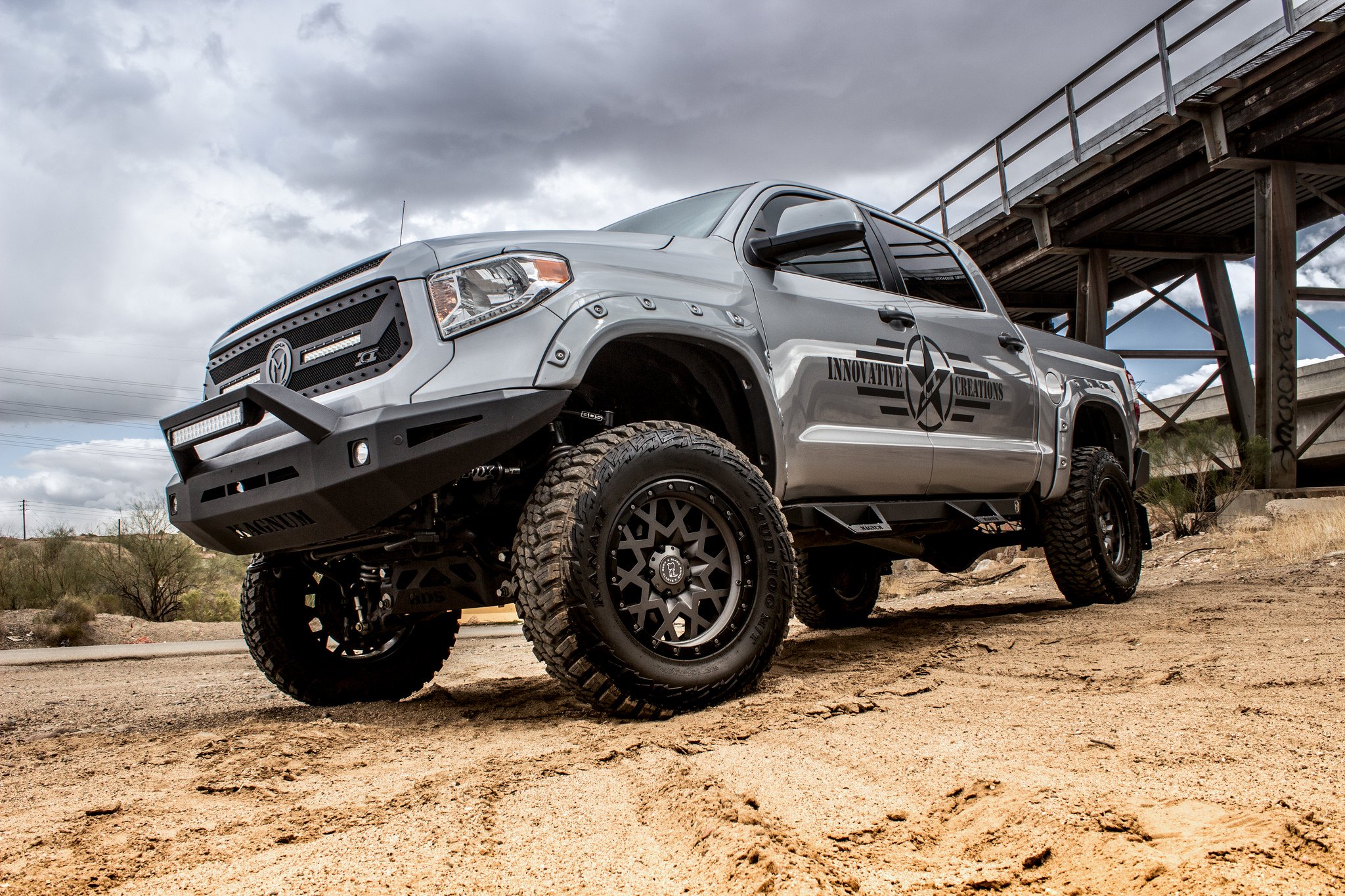 ICI Magnum Front Bumper on Gray Lifted Toyota Tundra - Photo by Black Rhino