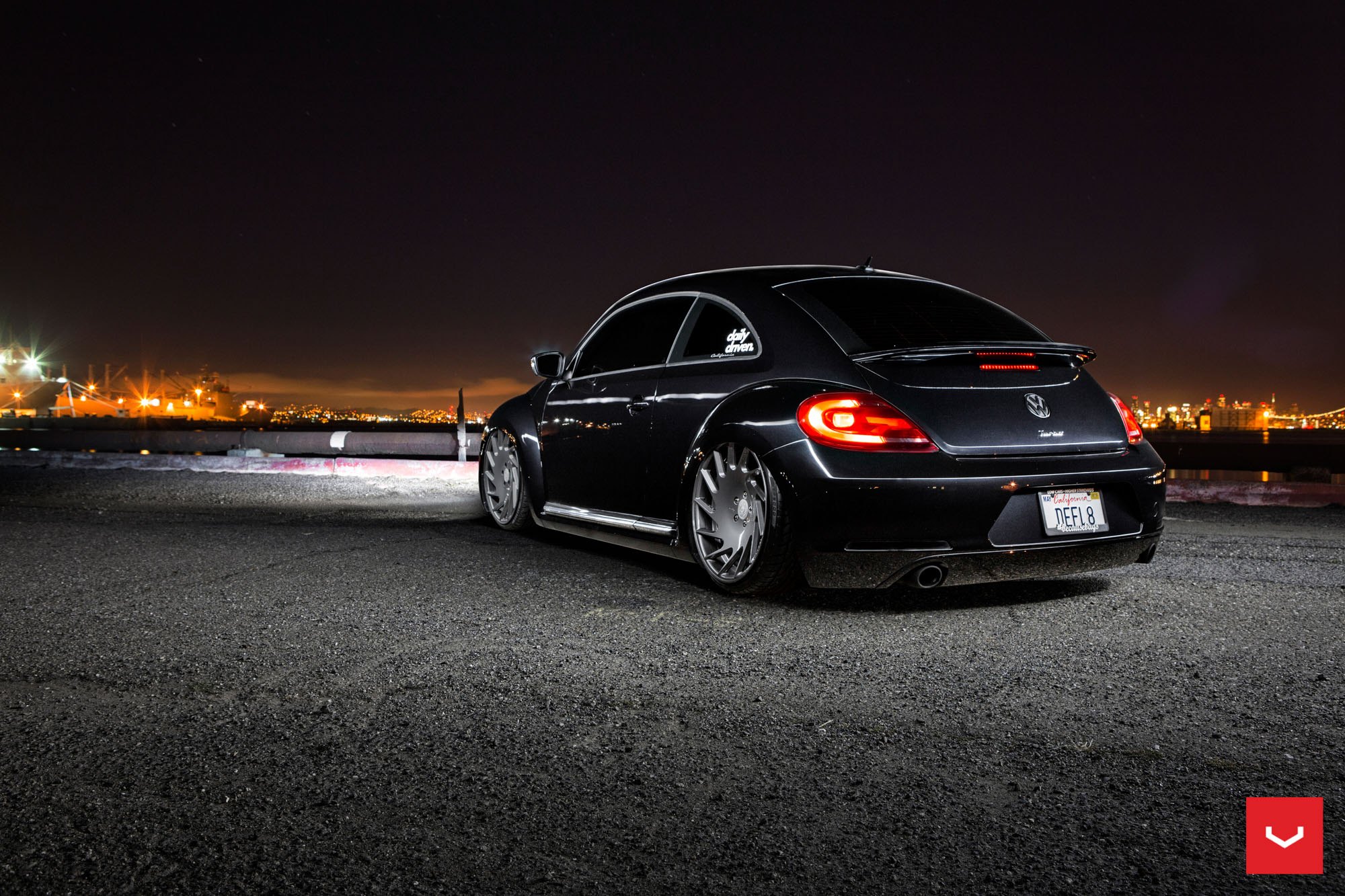 Rear Spoiler with Light on Black VW Beetle - Photo by Vossen