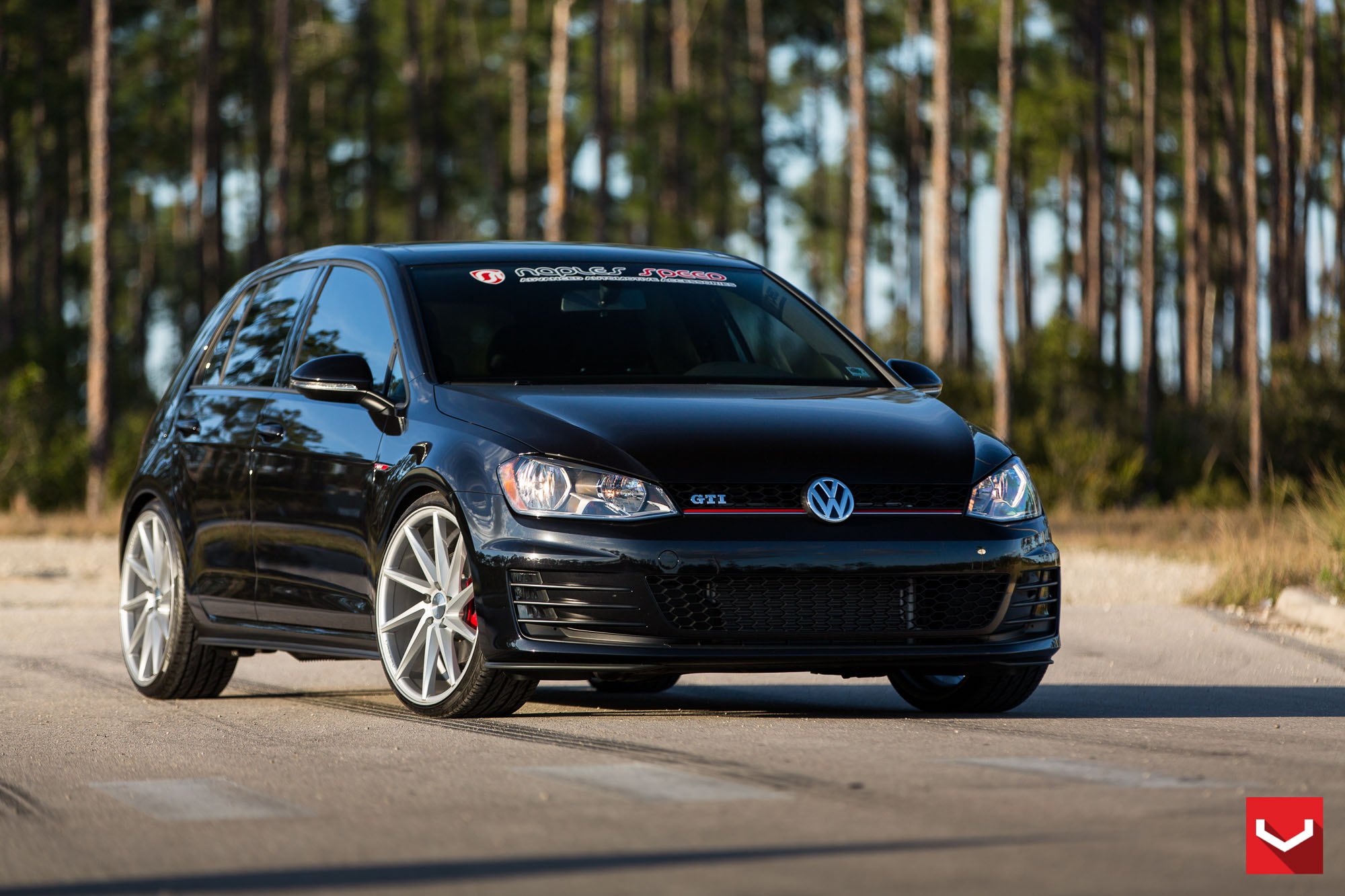 Black VW Golf GTI with Custom Front Bumper - Photo by Vossen