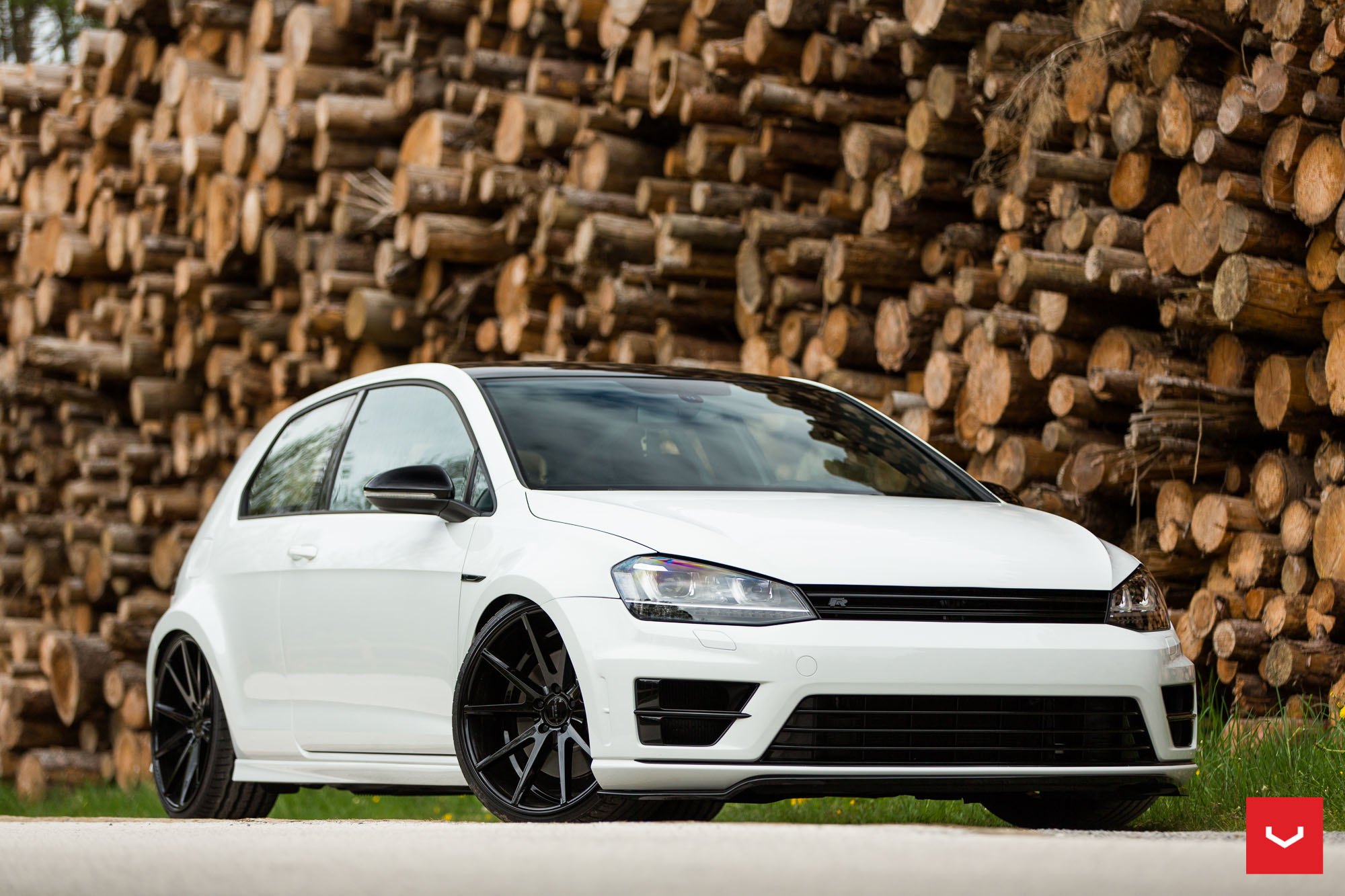 White VW Golf R with Blacked Out Grille - Photo by Vossen