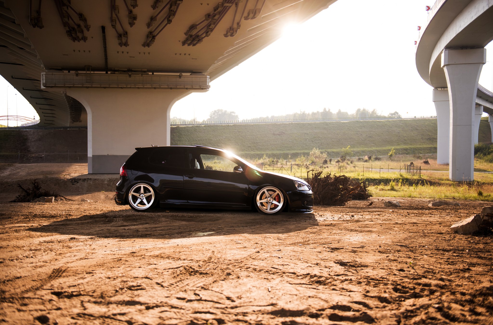 Black VW Golf GTI with Silver JR Wheels - Photo by JR Wheels