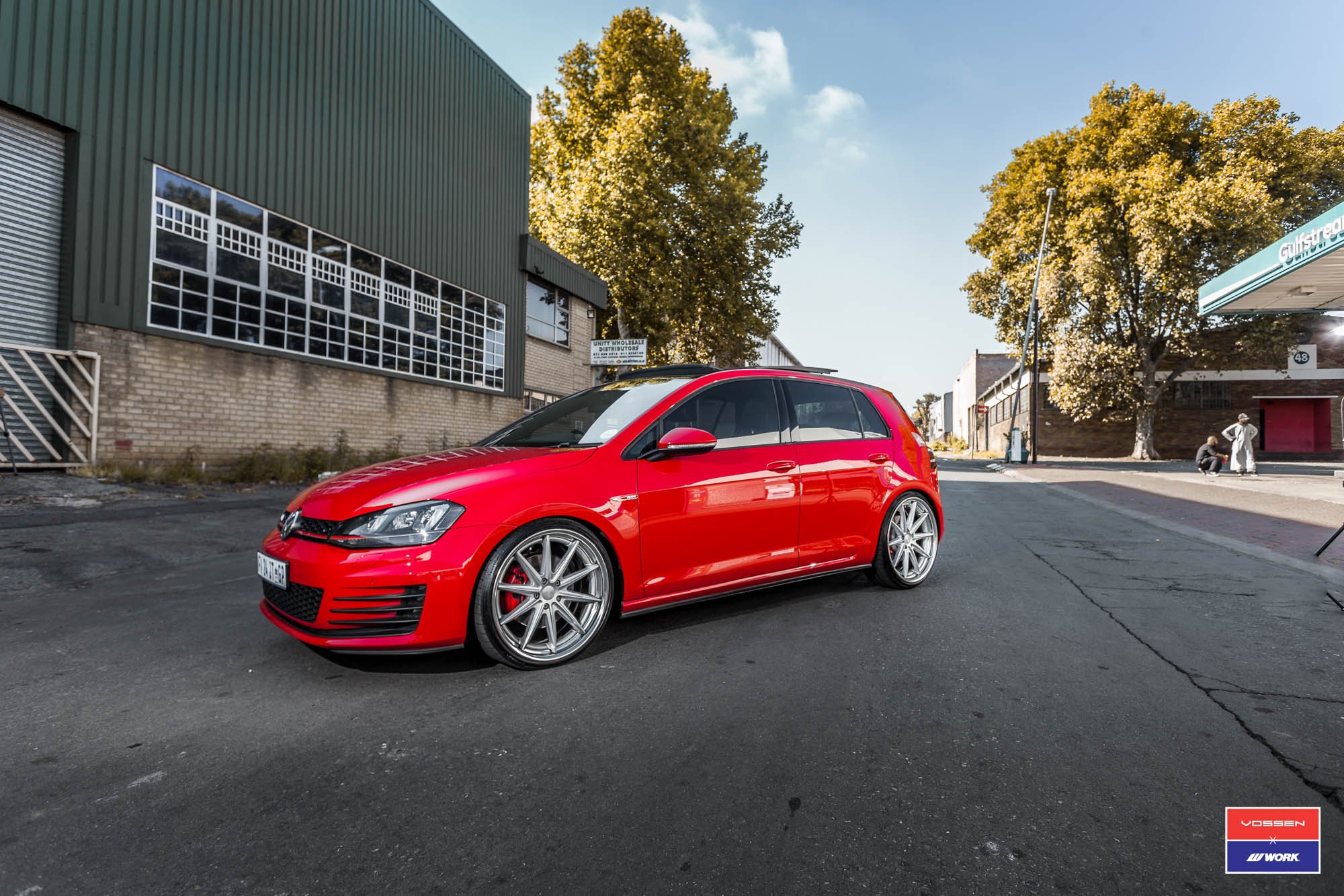 Custom Front Bumper on Red VW Golf - Photo by Vossen
