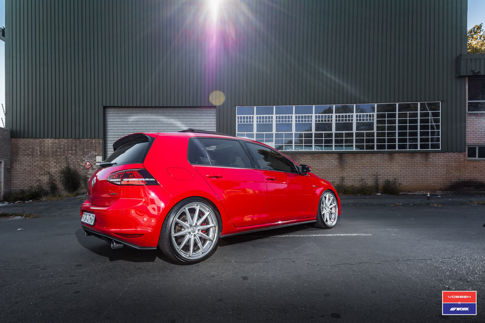 Roofline Spoiler on Red VW Golf - Photo by Vossen