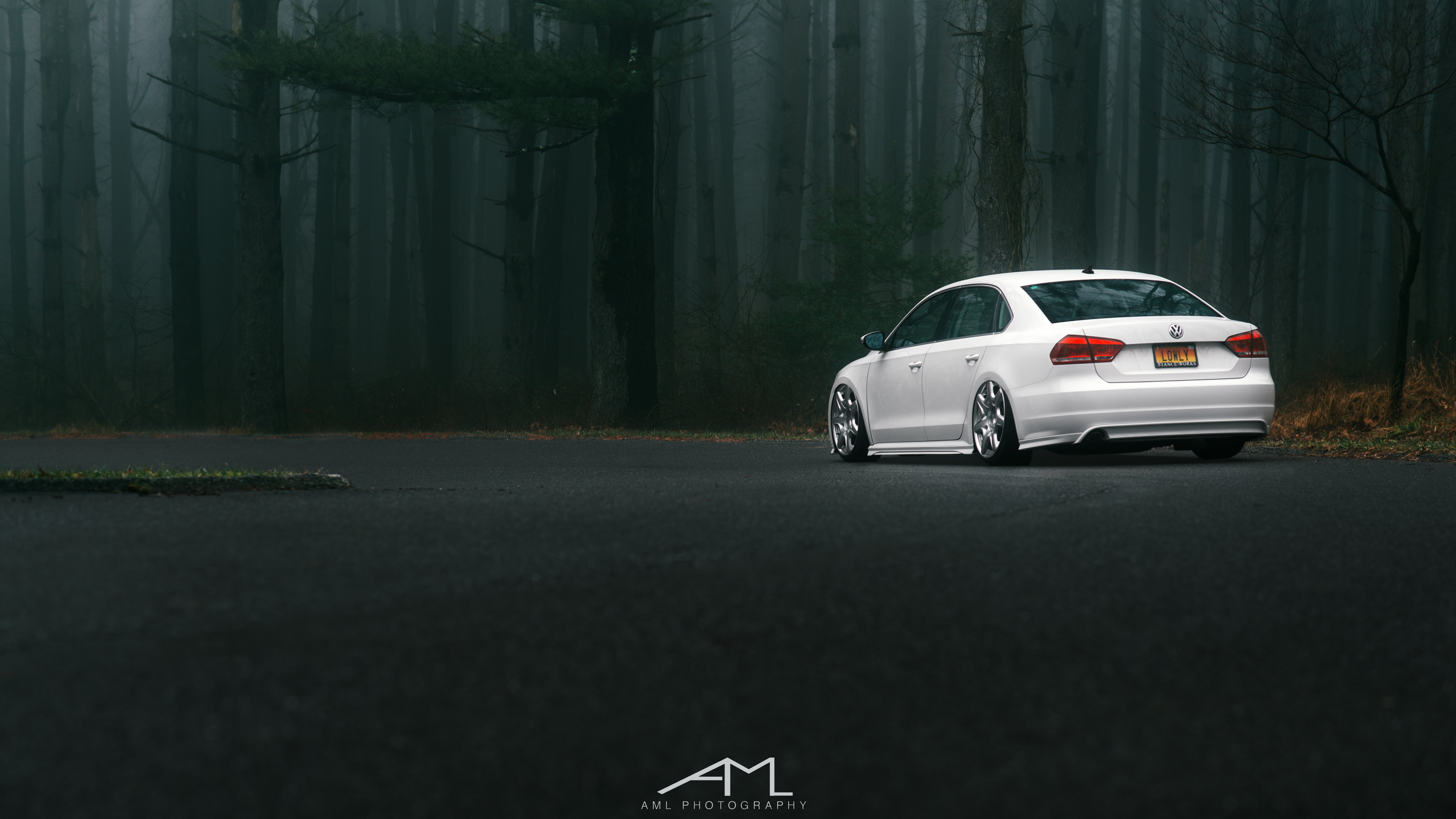White Lowered VW Passat with Custom Rear Diffuser - Photo by Arlen Liverman