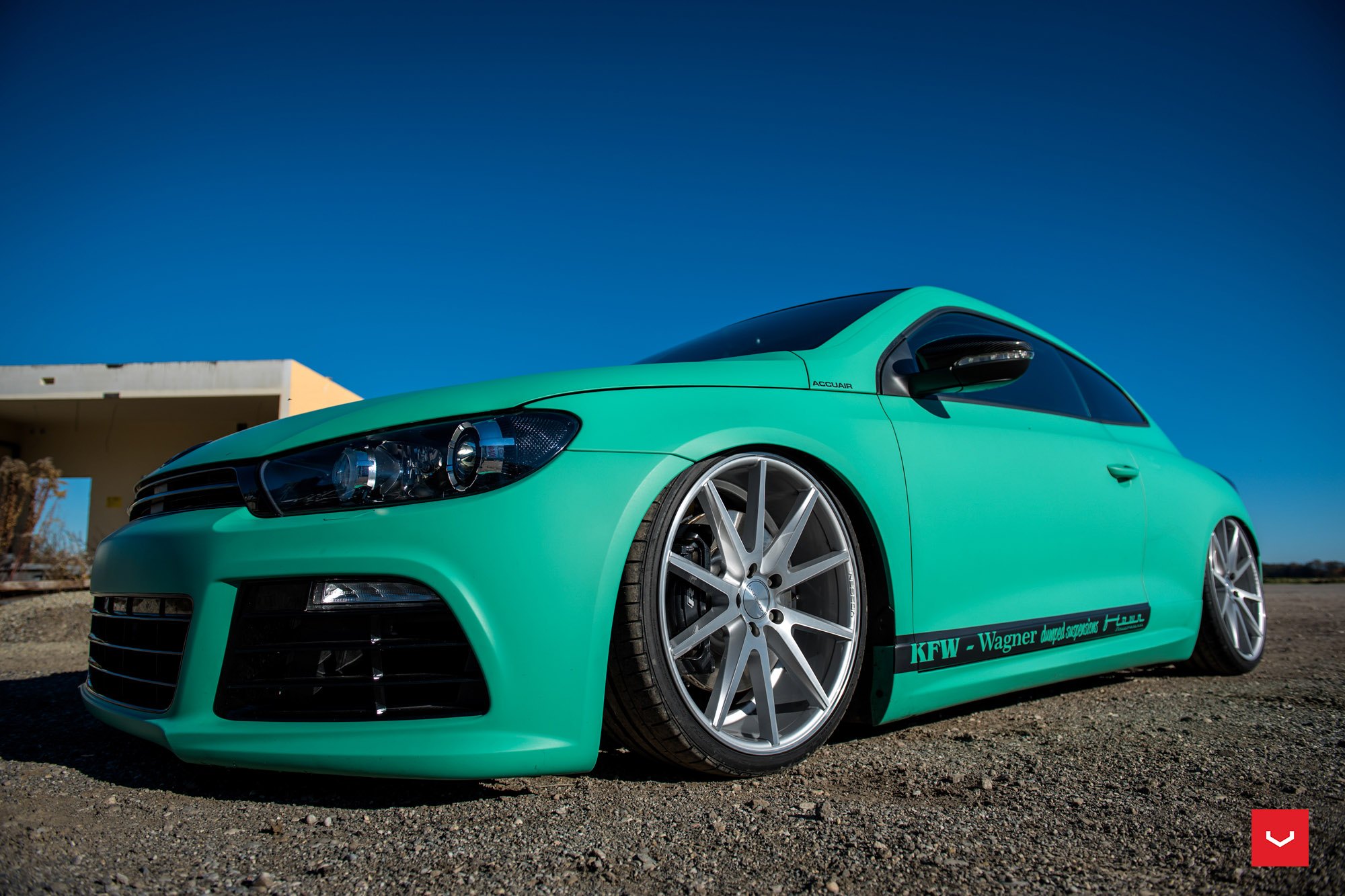 Fresh Mint Scirocco on Air Suspension - Photo by Vossen