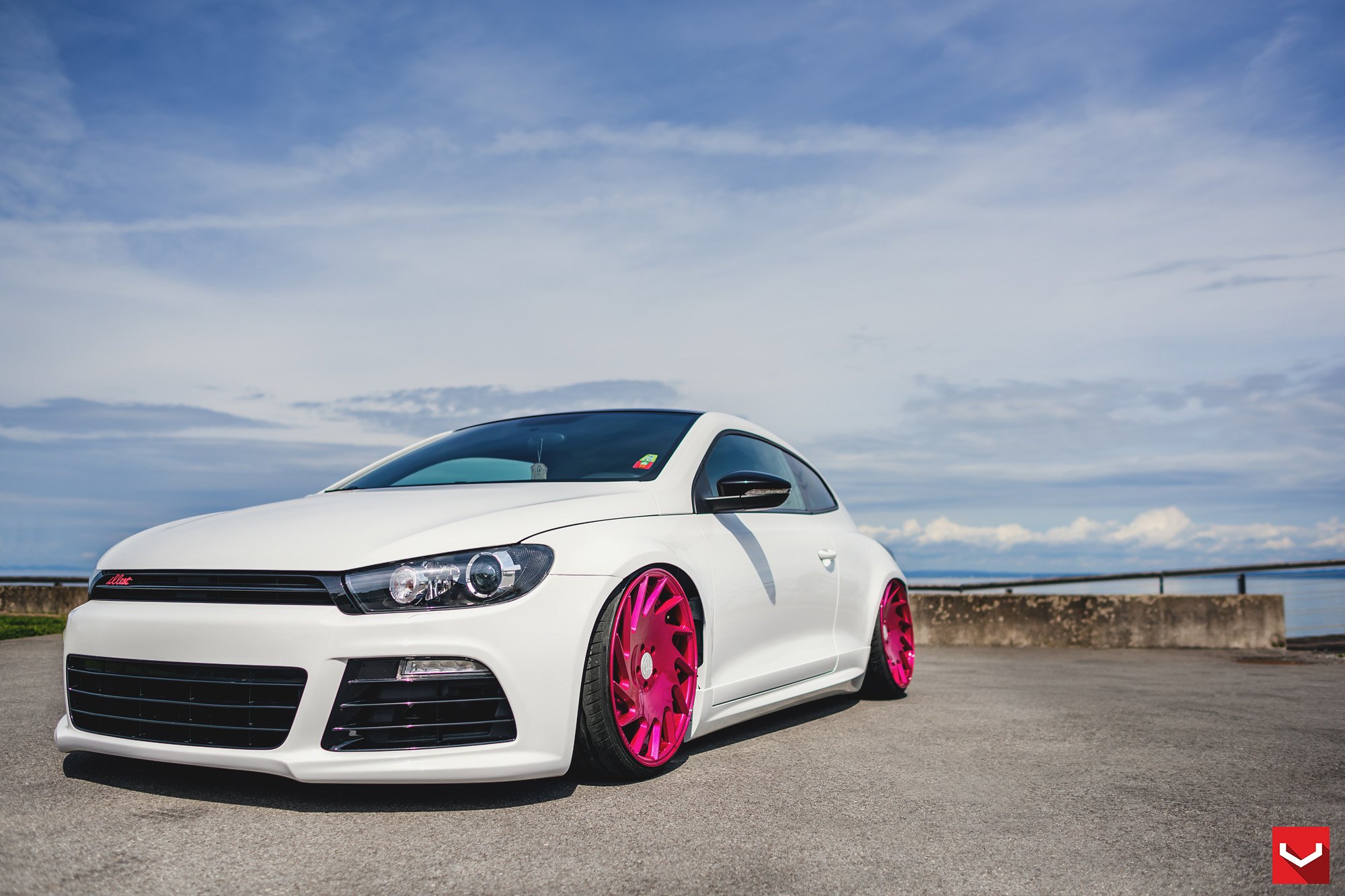 Custom Front Bumper on White VW Scirocco - Photo by Vossen