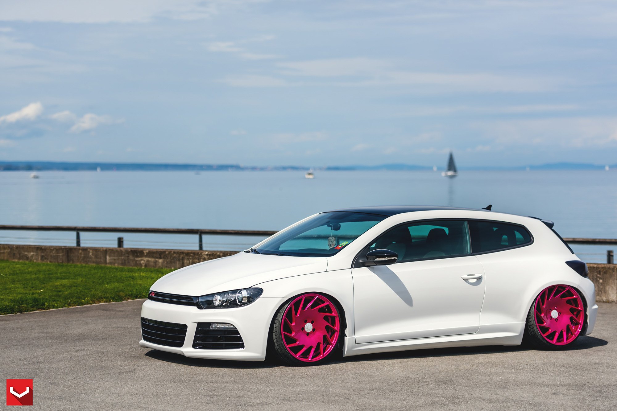 White VW Scirocco with Aftermarket Side Skirts - Photo by Vossen