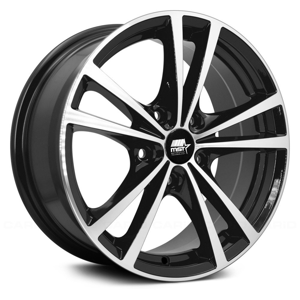 One 15x6.5 MST Saber 5x114.3 ET45 Glossy Black w//Machined Face Wheel