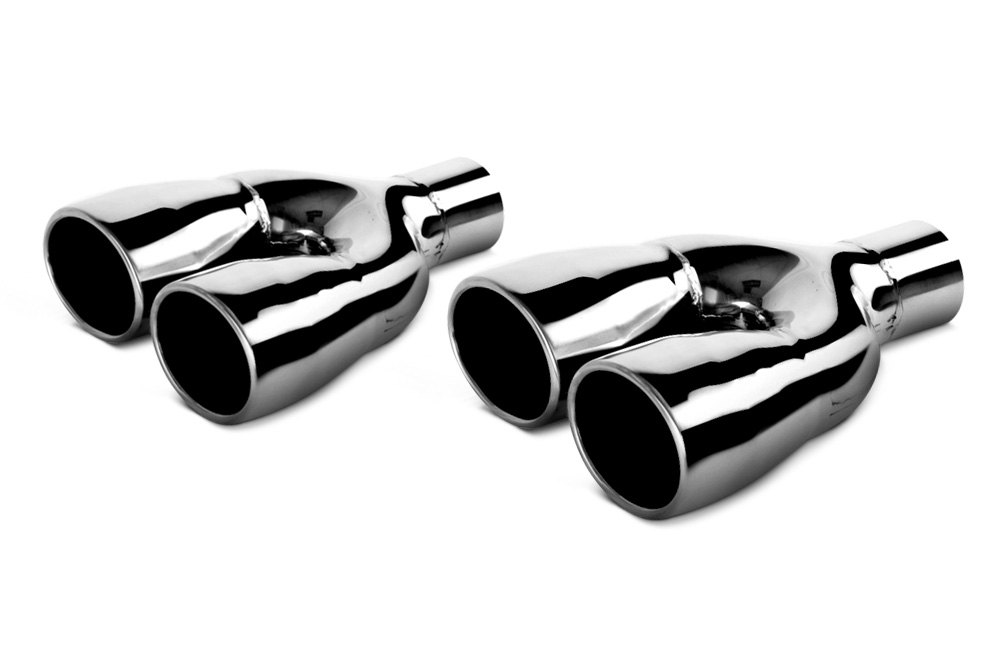 Exhaust Tips | Dual, Double Wall, Rolled Edge, Angle Cut, Rectangular