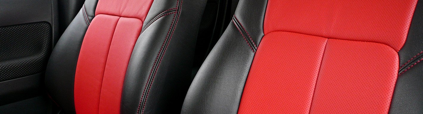 GEARFLAG PVC Leather Seat Cover Custom Fits F150 Pickup 2015-2020 Diamond Pattern Stitches Full Set w/Center Console Front + Rear Seats, Red on Black 