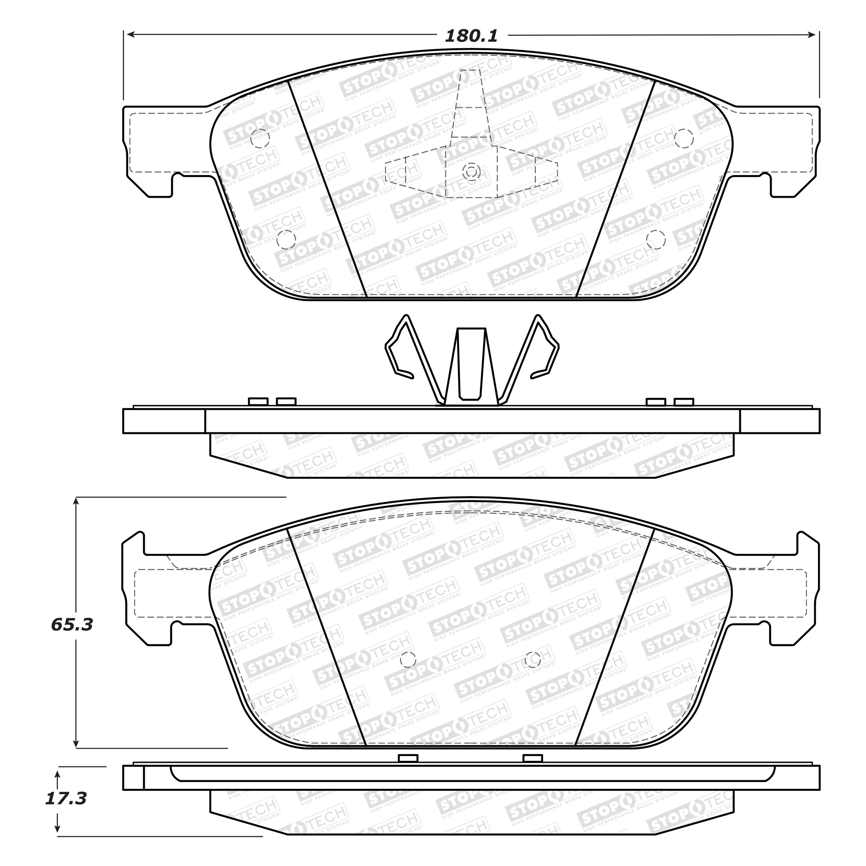 StopTech 308.16450 Street Brake Pads; Front with Shims and Hardware