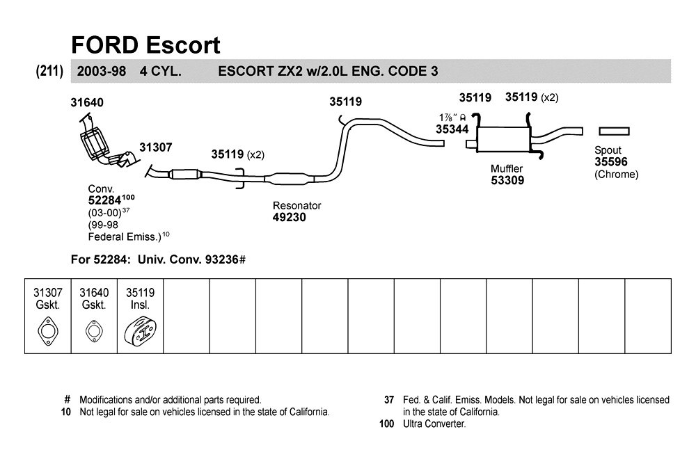 1999 Ford escort exhaust system diagram #2