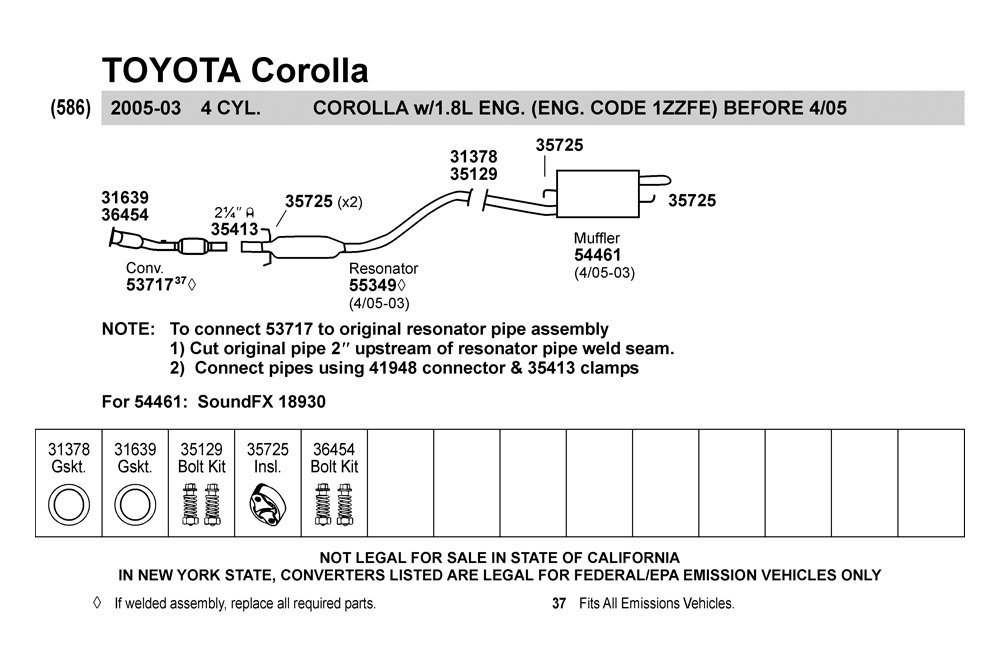 2005 Toyota corolla exhaust system diagram