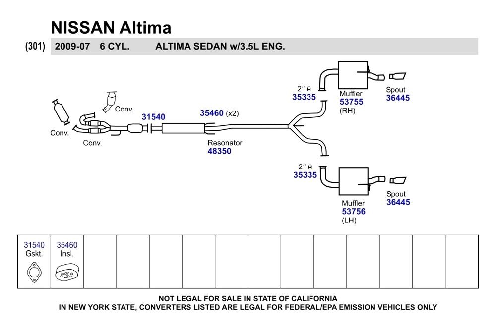 Walker® - Nissan Altima 2008 Replacement Exhaust Kit