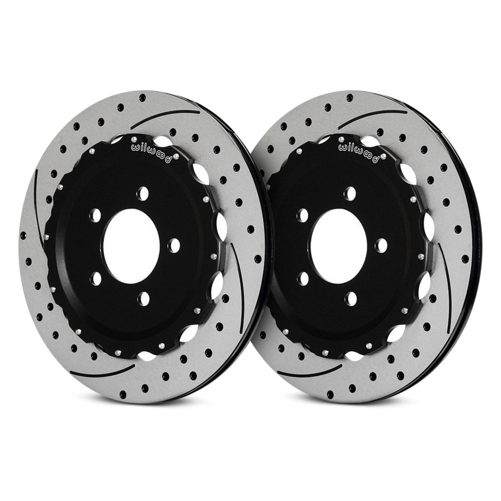 Wilwood® Ford Mustang with Vented Rear Rotors 2011 Drilled and Slotted 2Piece Rear Brake Rotors