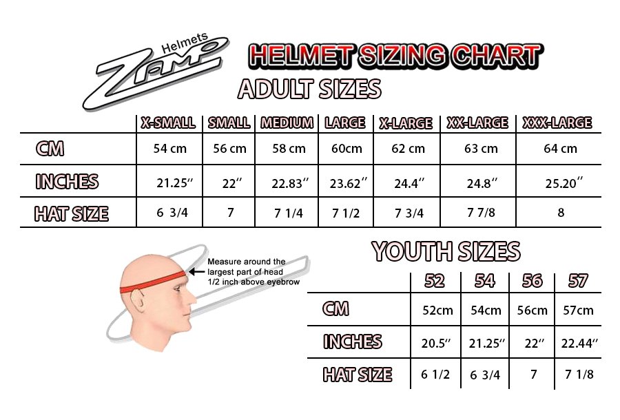 Zamp® - Helmet Size Chart